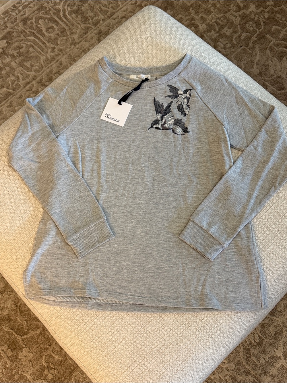 Madison Light Gray Sweatshirt with Bird Motif